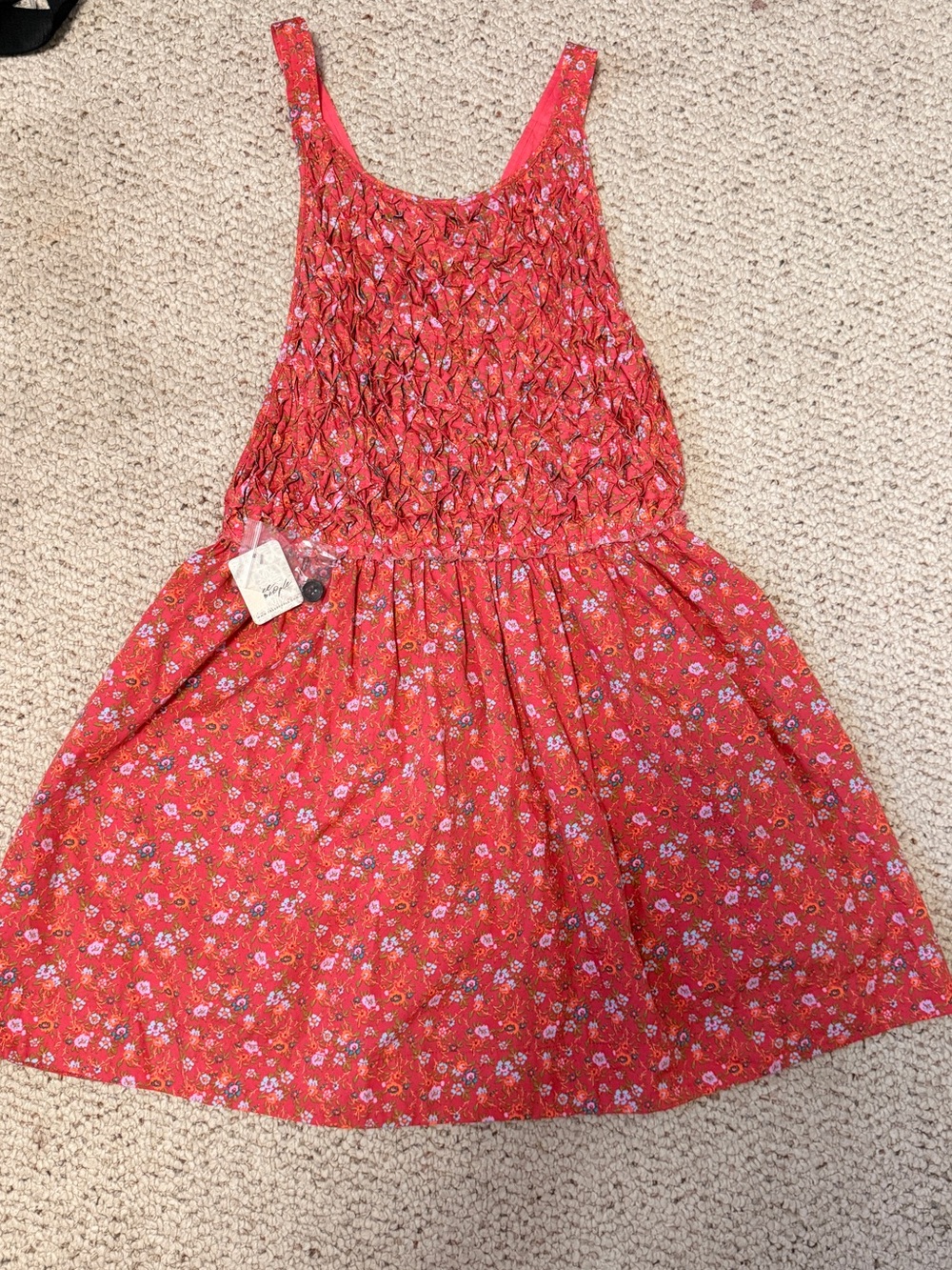Free People Petunia Mini Dress Poppy Combo Floral Smocked NWT XS - Picture 2 of 15